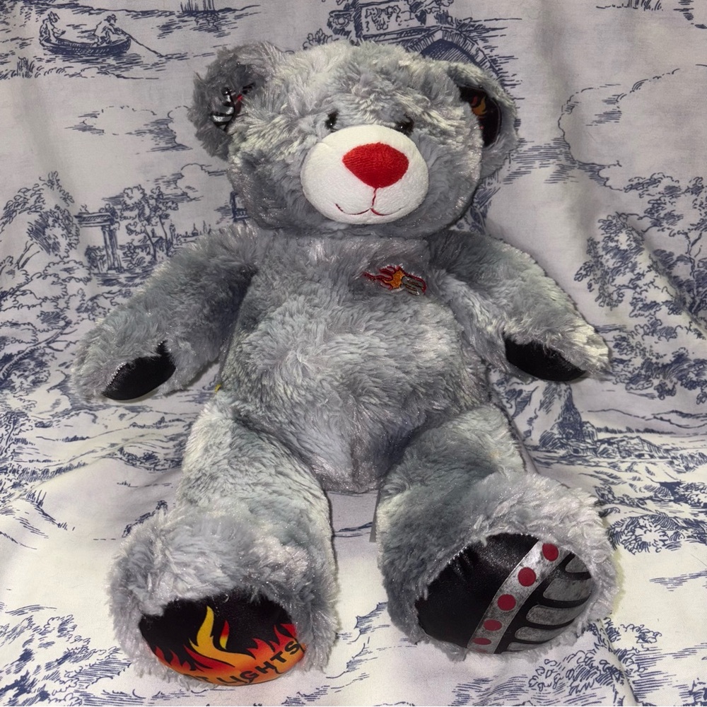Build A Bear 15" Hot Light Gray Bear With Light Up Ears Plush